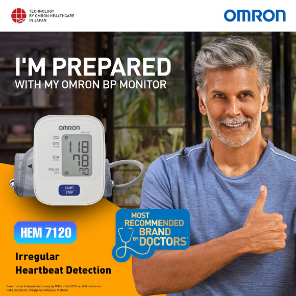 Omron HEM 7120 Fully Automatic Digital Blood Pressure Monitor With Intellisense Technology For Most Accurate Measurement - Arm Circumference (22-32Cm)