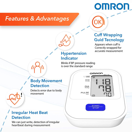 Omron HEM 7120 Fully Automatic Digital Blood Pressure Monitor With Intellisense Technology For Most Accurate Measurement - Arm Circumference (22-32Cm)