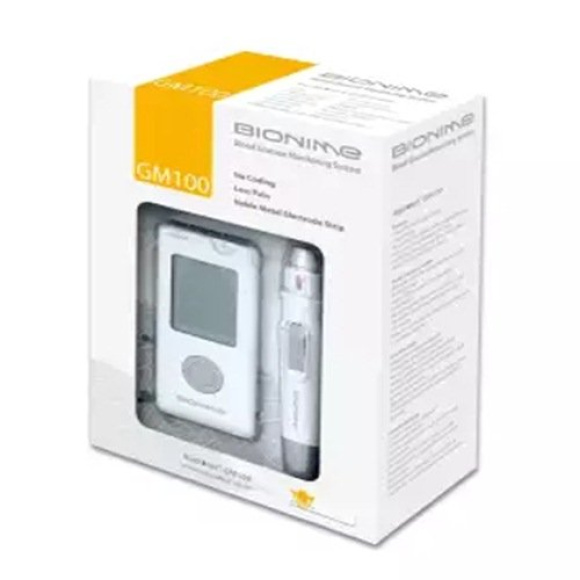 Bionime 100 Blood Glucose Monitor with 10 test strips – White